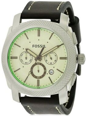 Fossil Men's Chronograph Watch in Cream Dial & Brown Strap